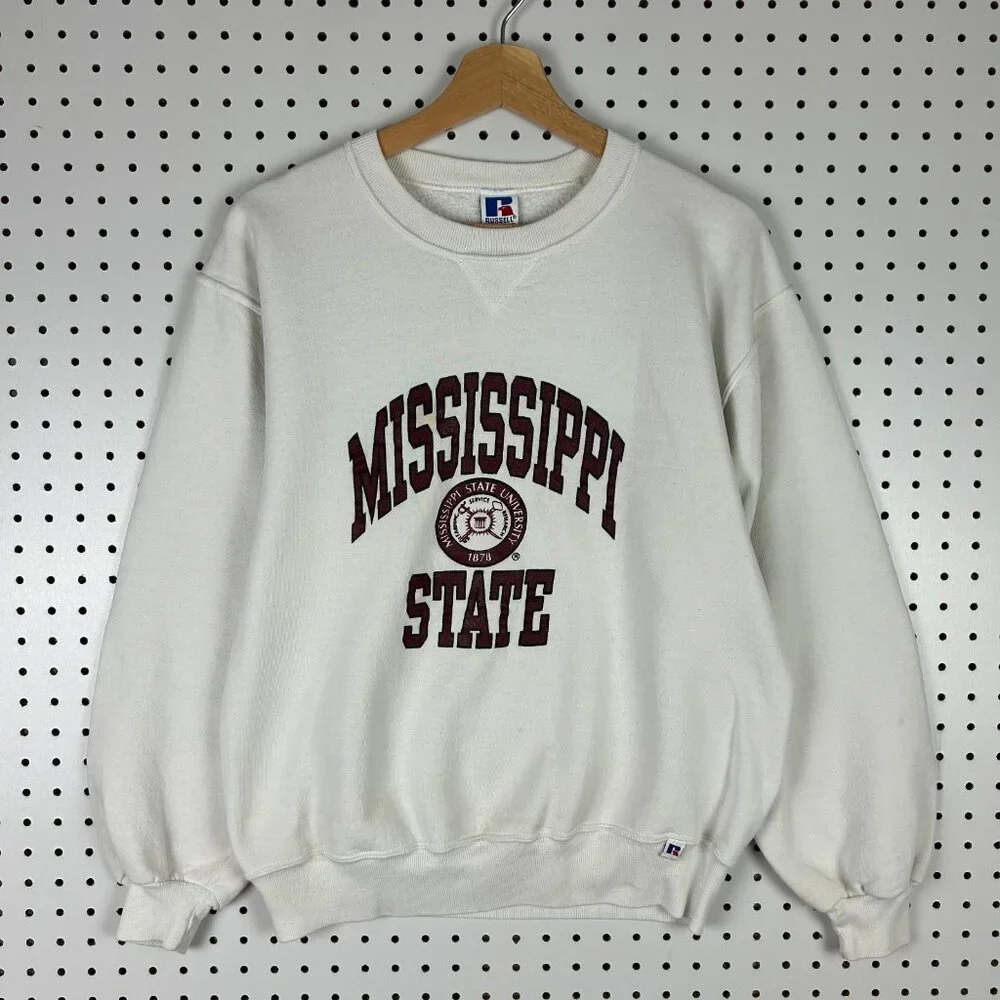 Mississippi‎ State Bulldogs Crewneck Medium 90s USA Made Russell READ Sweatshirt